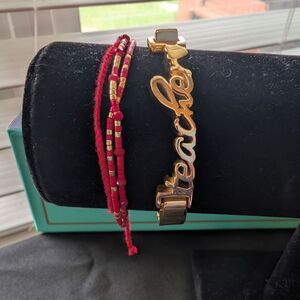 Rustic Cuff Gold and Red Teacher Bracelet Set with Case